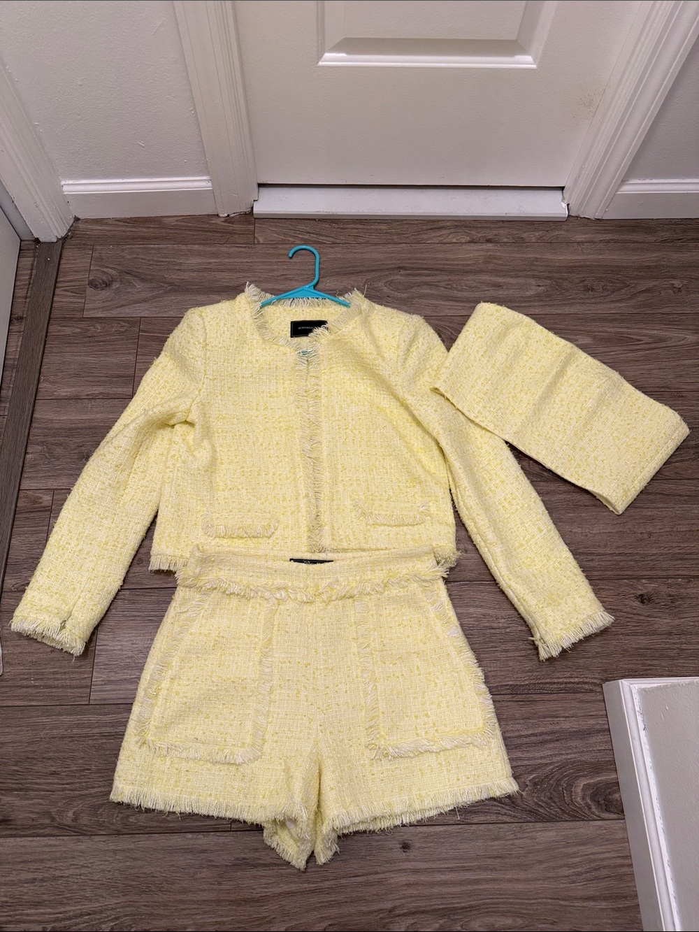 Yellow Tweed Jacket & Shorts Set